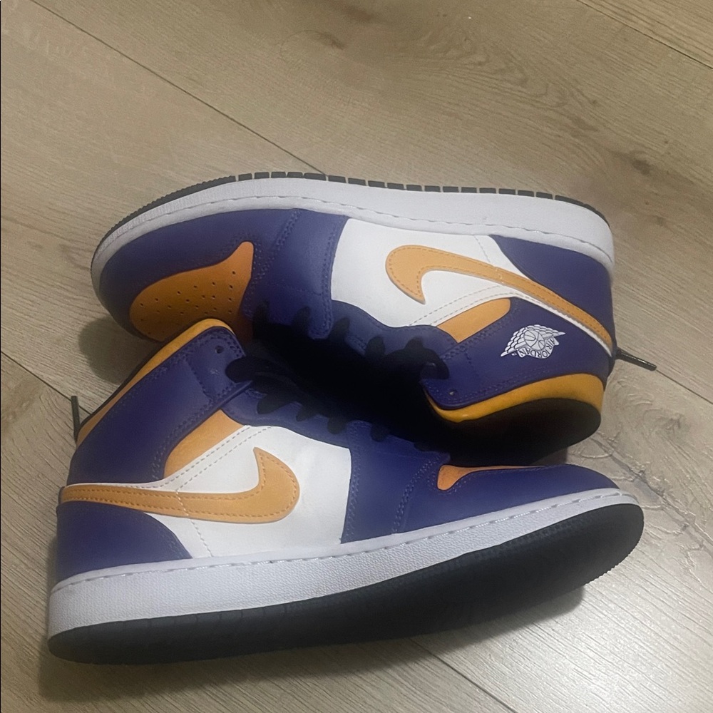 Nike Laker Shoes White, Purple, and Yellow Sneakers